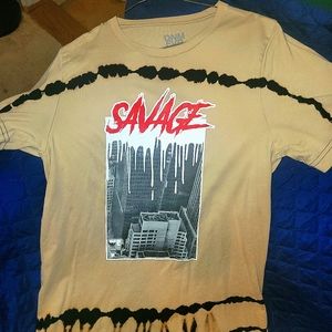 Men's "Savage" Distressed Brown & Black Tye-Dye Tee